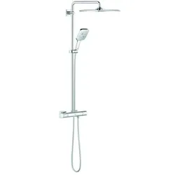 Grohe Rainshower Duschsystem 26652000 chrom, mit Aufputz-Thermostat, Duscharm 45cm schwenkbar