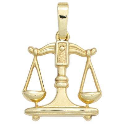 Sternzeichenanhänger JOBO "Anhänger Sternzeichen", gold (gelbgold 333), Schmuckanhänger, Damen, Waage, Gelbgold 333, 333 Gold