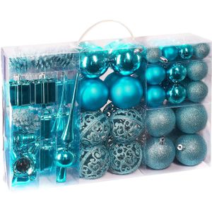 BRUBAKER Weihnachtskugeln 800006, blau, Kunststoff, Set mit 101 Teilen