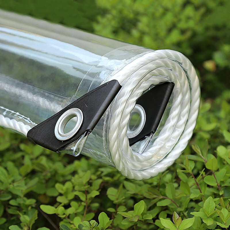 Ele Eleoption Waterdichte Transparante PVC-doek met Oogjes, Weerbestendige Afdekdoek voor Tuinmeubels en Planten, 2 x 6 meter