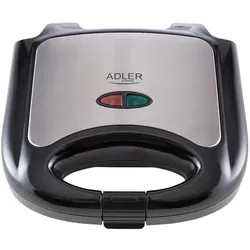 Adler AD 3015 Sandwichmaker schwarz / silber 750 Watt mit Backampel