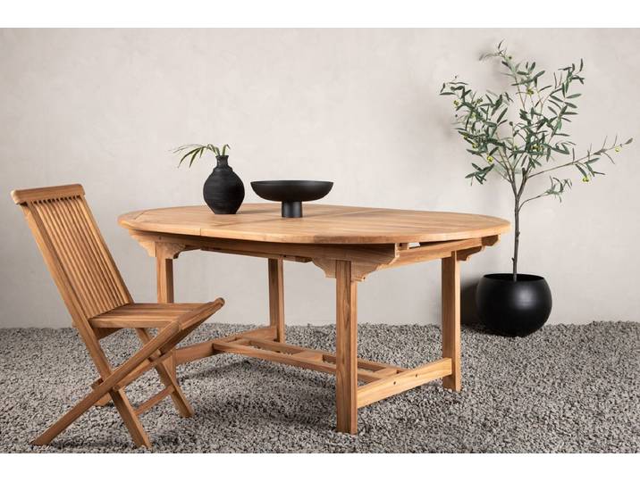 Gartentisch Navira - ein ovaler Esstisch aus Teakholz - Natur - Luxusbetten24