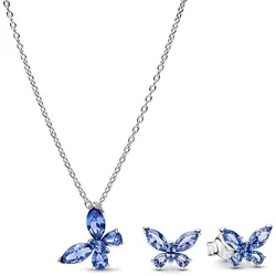 Pandora 21126 Damen-Geschenkset Kette und Ohrstecker Schmetterling Blau