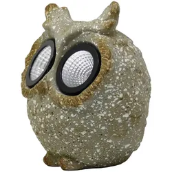 Gartenfigur Eule 2 LEDs Dämmerungssensor Steinoptik Keramik H 17 cm