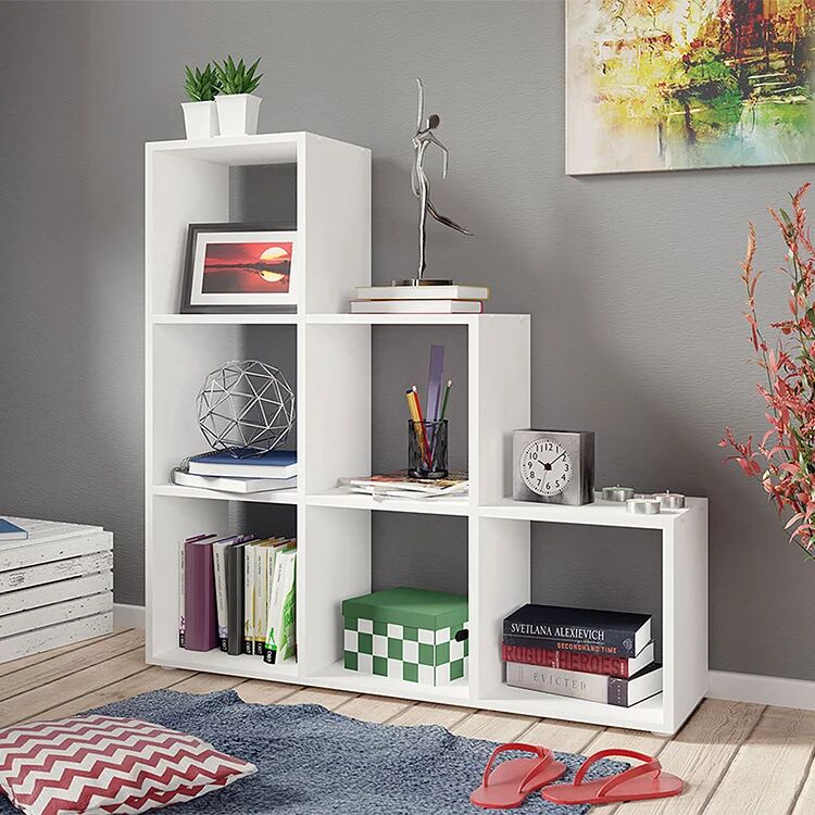 garneroarredamenti Libreria 105x108h cm 6 vani a giorno moderna bianco Reading