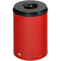 Papierkorb VAR Mülleimer feuersicher Stahlblech 50 L rot für optimalen Schutz pulverbeschichtet, inklusive Kopfteil