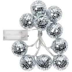 LED Lichterkette Discokugel silber