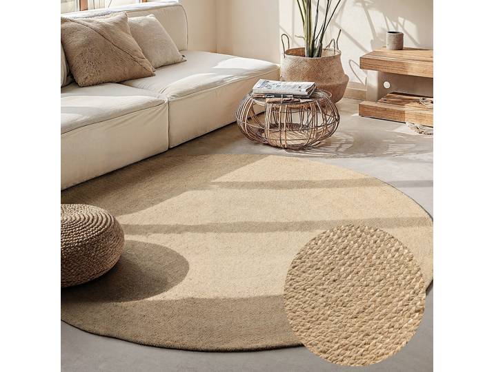 Teppich HANSE HOME Rangpur Juteteppich, in rund und oval , beige (elfenbein), B:140cm H:10mm L:140cm, Jute, Teppiche, Teppich, handgewebt, 100% Jute, Natur, Wohnzimmer, Flur, Boho, Skandi