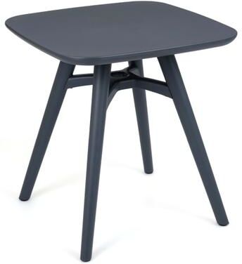 Costway Square Outdoor Dining Table All-Weather Plastic Patio Bistro Table for 4-Gray