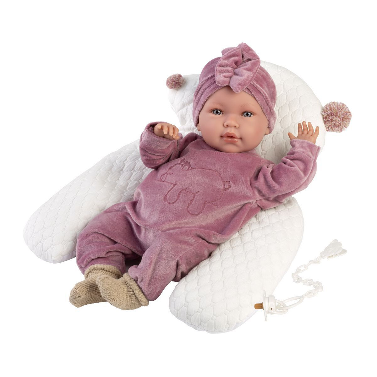 Llorens April Llorona pop met traditionele roze kleding, 42 cm