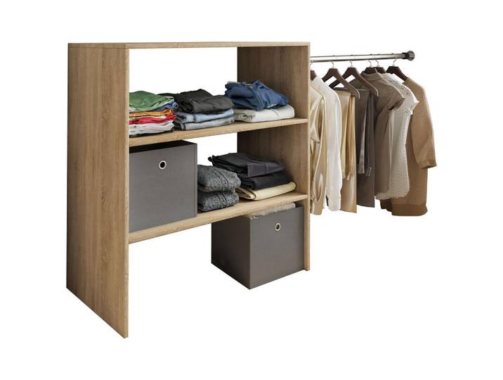 Dachschrägenregal, Braun, 90x100x50 cm, Metall & Holzwerkstoff, Erweiterbar, MID.YOU
