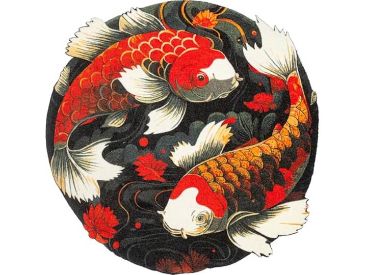 Wash+Dry Fußmatte, Koi Couple 90x90cm, bunt