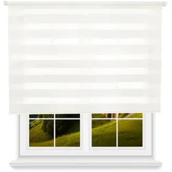 WellHome - Polyester Tag/Nacht Rollo 180 x 130cm (Breite x Höhe) Cremeweiß