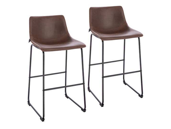 Svita Barhocker John Kunstleder 2er Set Braun, 49x97x50 cm, Esszimmer, Barmöbel, Barhocker