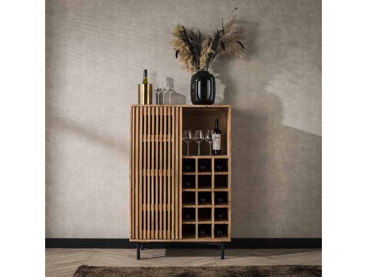 LifestyleFurn Wijnkast Sharolyn Massief Acaciahout, voor 15 flessen - Massief Acacia Naturel