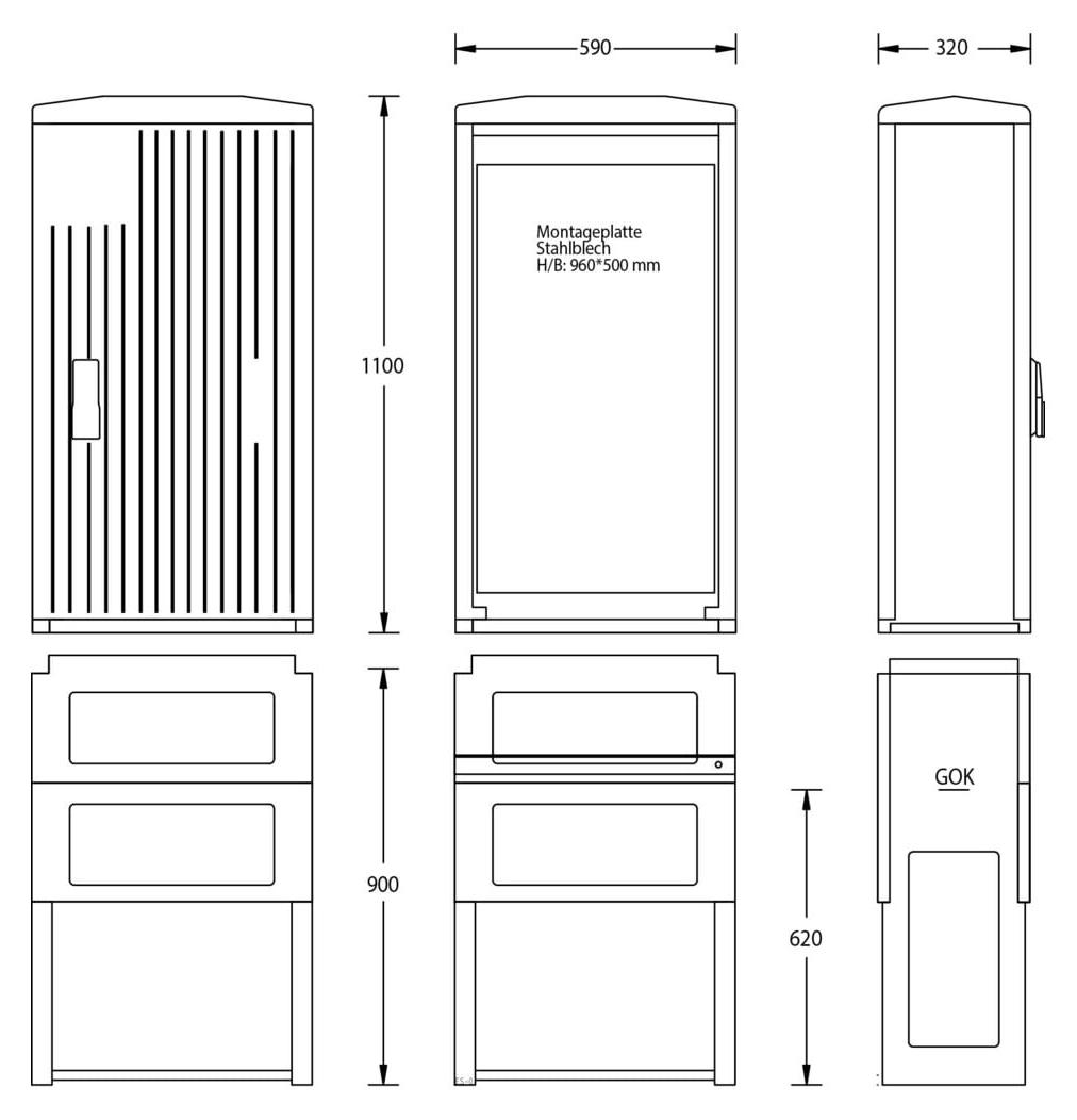 uesa Normschrank IP44 1100x590x320mm A070-M-1100
