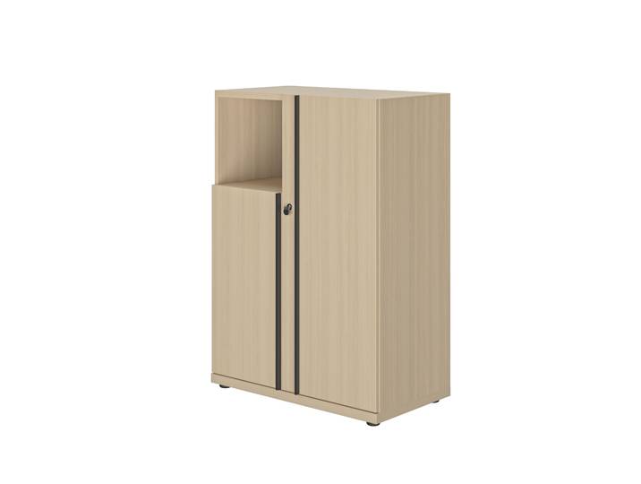 Meuble mi-haut Fusion - L.81 x H.114 cm - 2 Portes battantes - Chêne structuré