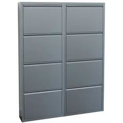 Ebuy24 Pisa Schuhschrank mit 8 Klappen/Türen in Metall grau. Fertig montiert geliefert.