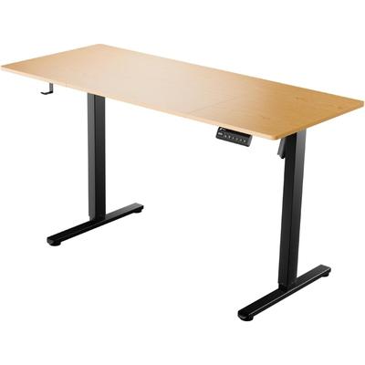 LUTIVO Foxtrot, Höhenverstellbarer Schreibtisch Elektrisch, Memory-Funktion und Kabelmanagement, 120 x 60 cm, Schwarz/Holz