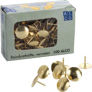 Alco Reißzwecken 110, vermessingt, gold, 9 mm Kopfdurchmesser, 100 Stück