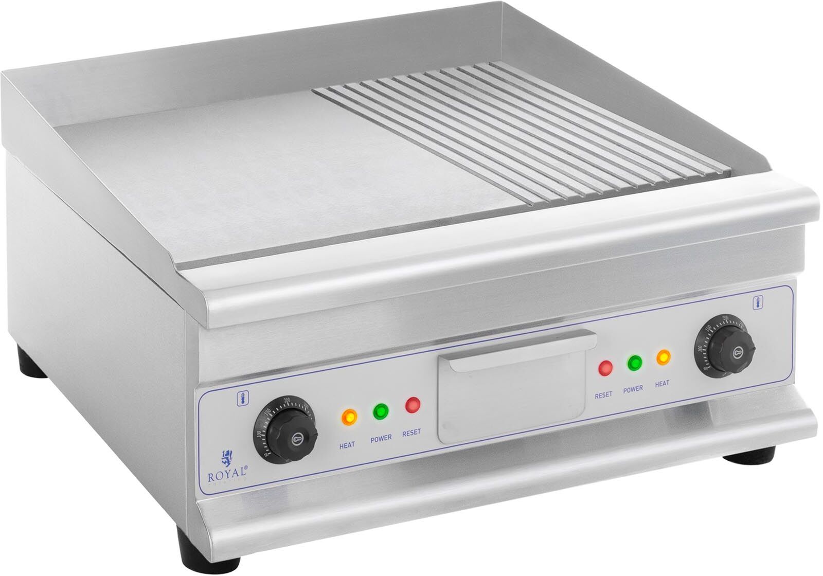 Royal Catering Elektro-Grillplatte - doppelt - 60 cm - glatt & geriffelt - 6.400 W RCG-60GB