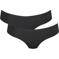 Sloggi Damen String, 2er Pack - Zero Microfibre 2.0 Hipstring, Mikrofaser, einfarbig Schwarz / L