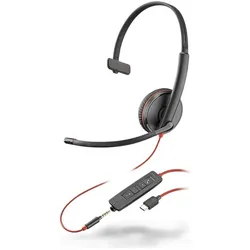 HP Poly Blackwire C3215 USB-C (Kabelgebunden, USB-C), Office Headset, Schwarz