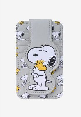 Women's Peanuts Snoopy Woodstock Card Holder Wallet Slim Travel by Peanuts in Gray (Size ONE SIZE)