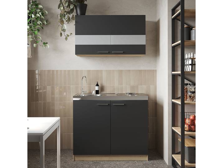 Cuisine Merle plan de cuisson - Combi A 100 x 200 x 60cm Noir/Noir