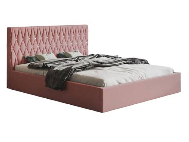 Emporius Doppelbett 160x200 Crystal mit Bettkasten - Schlafzimmer, Designer Bett, Lattenrost, Velvet (Rosa - Jasmine 61)