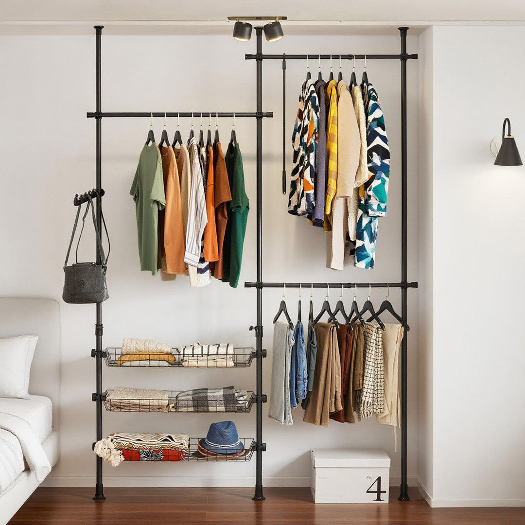 Rebrilliant Hammitt 160"" W - 195"" W Closet System Black 195cm W