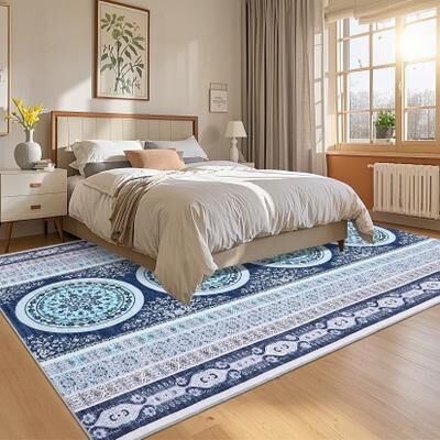 Garvee Washable Botanical Medallion Foldable Area Rug
