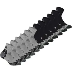 DIADORA Diadora Unisex Quarter Sportsocken, 12er Pack - Socken, Logo, Muster, Größe 39-42 in Schwarz Schwarz