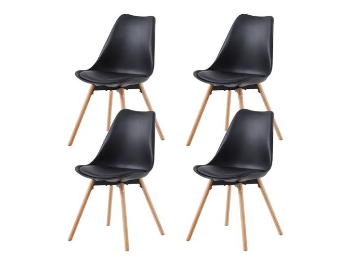 EGGREE Chaise Salle a Manger Lot de 4 Chaise Scandinave Cuisine Lot de 4 Moderne Rembourrées avec Pieds en Bois Massif Noir
