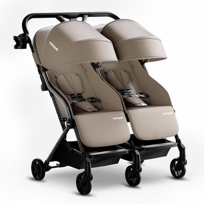 Mompush Lithe Double Stroller, Lightweight Side by Side Stroller for Newborn and Toddler, Easy Fold, Spacious Seats with Recline