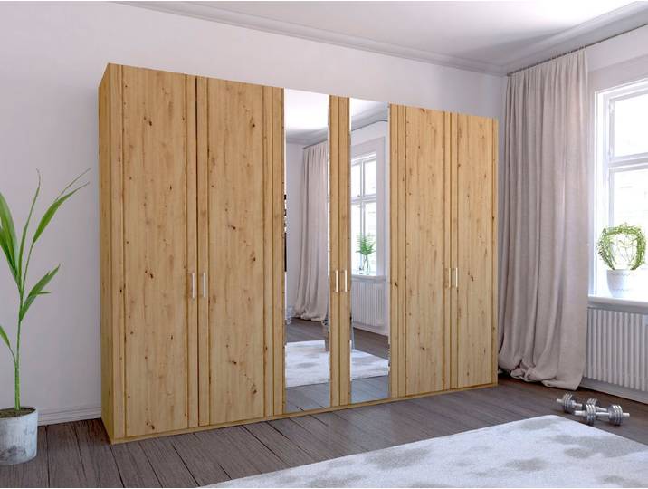 WIEMANN Kleiderschrank Mainau mit Holz- und Spiegeltüren