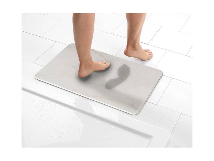Badematte WENKO Itamos 60 x 39 cm , grau (beige), (60cm x 39cm ), Badematten, Badematte