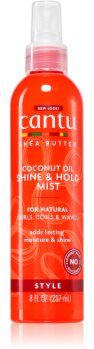 CANTU Shea Butter Shine&Hold mist neblina hidratante para brilho do cabelo ondulado encaracolado 237 ml. Shea Butter Shine&Hold mist