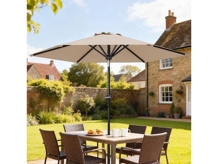 Outsunny Parasol Inclinable Ø2,3m Beige Métal Polyester