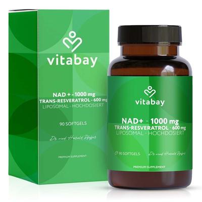 Liposomales Nad+ 1000mg+trans-Reveratrol 600mg WKA 90 St Weichkapseln