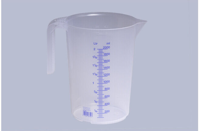 Récipient gradué 2 000 ml, PP, 2 échelles transparent, poignée ouvrir, empilable ; Hünersdorff (937500)