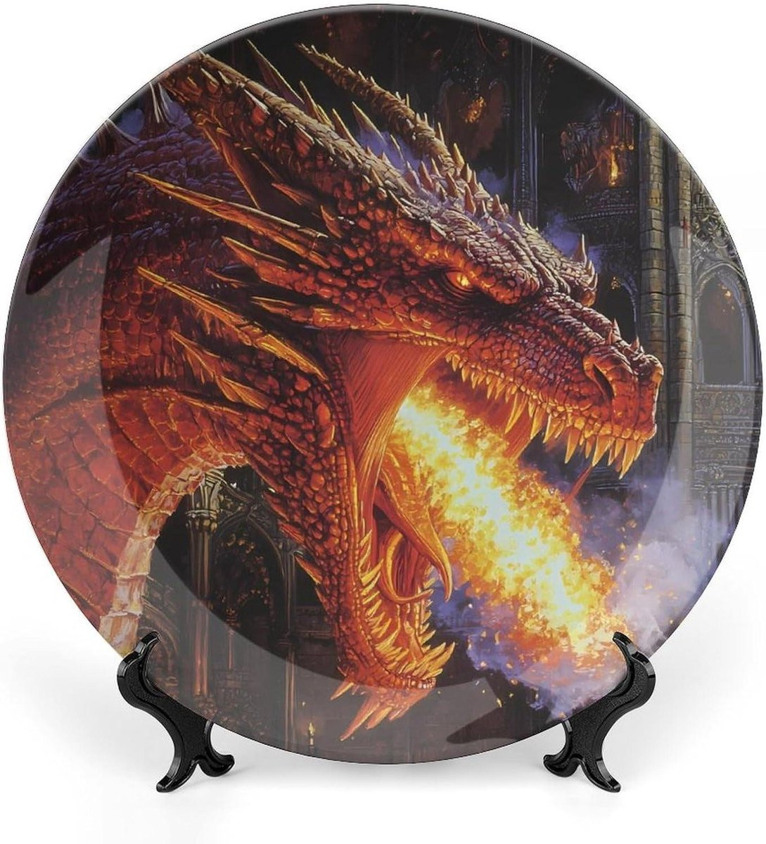 Decoratieve Keramische Wanddecoratie met Displaystandaard - Rood - 7 Inch