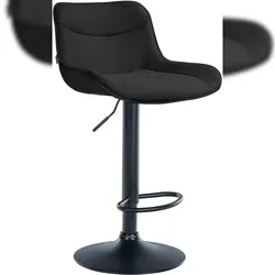 Décoshop26 - Barhocker x1 drehbar ergonomische Form Ziernähte in schwarzem Stoff schwarzes Metallgestell 10_0005913