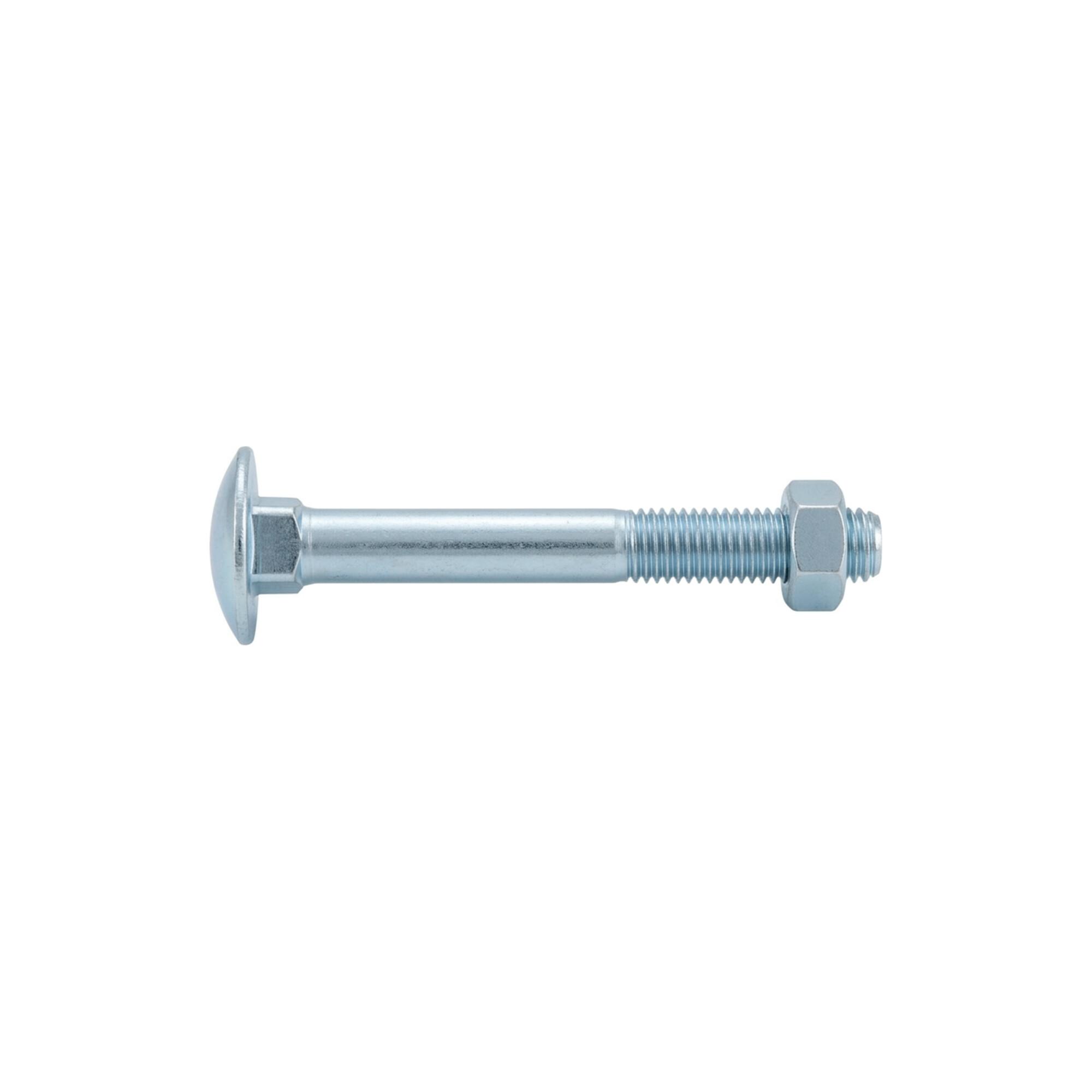 DIN603 Flachrundschraube M10x150 Stahl 4.6 galvanisch verzinkt m. Vierkantansatz u. Mutter, zum Befestigen von Holz auf Holz oder Metall, 6034100000000 (006034100100150)