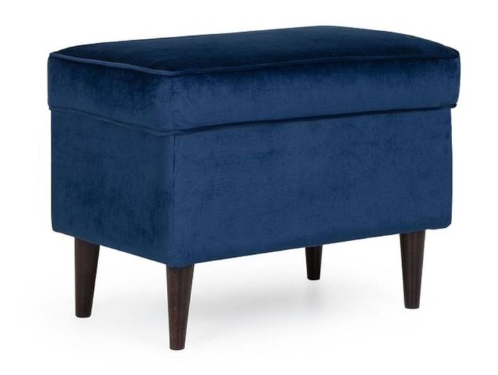 Pouf design velours de polyester bleu et wengé
