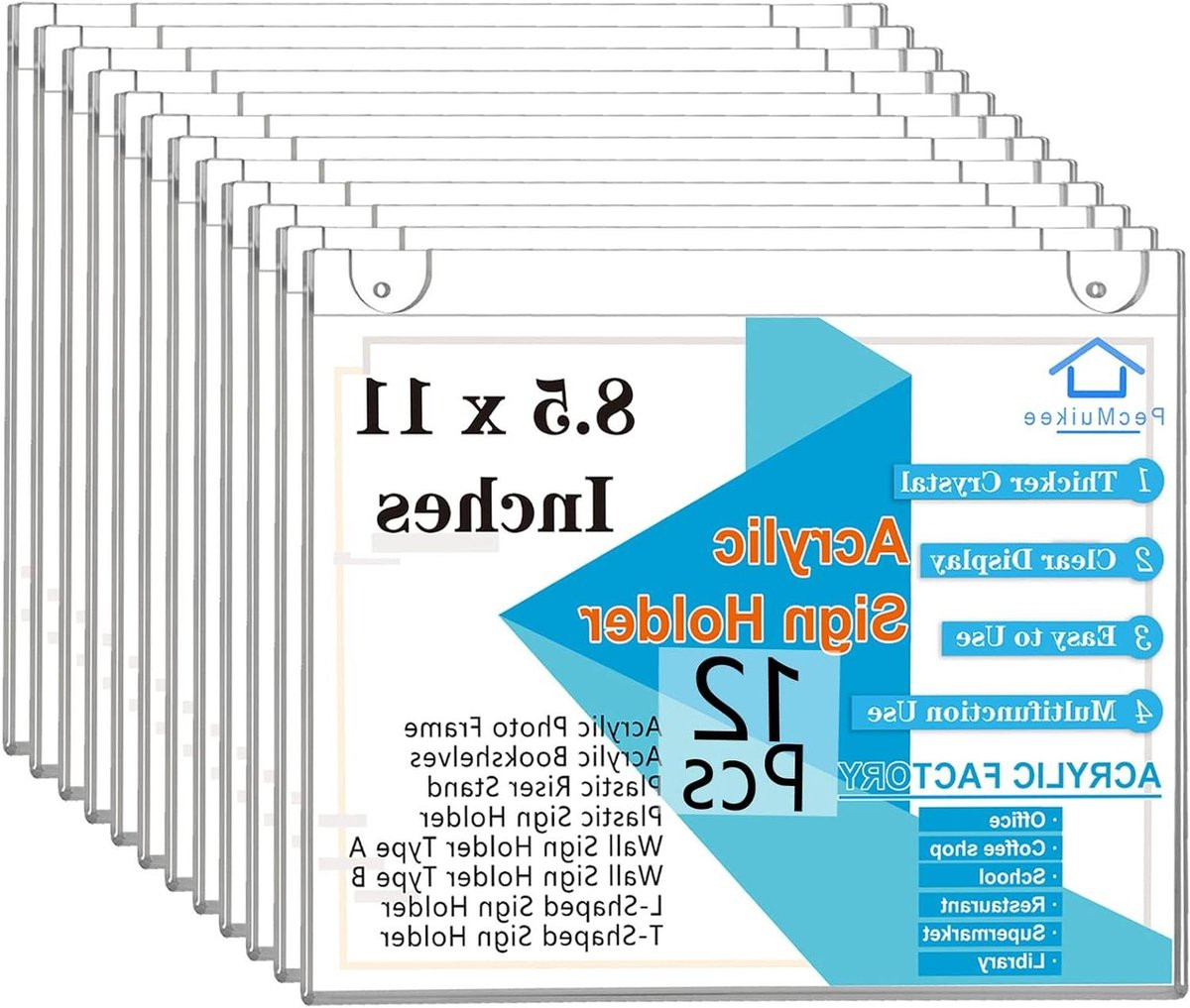 Acryl Bordhouder I-vormig Ontwerp voor Papier Display Frame 8.5x11 inch Transparant