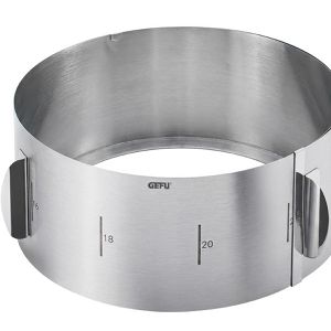 Gefu Tortenring Tondo XXL 14304, backofenfest, aus Edelstahl, von Ø 16 - 32 cm verstellbar, Höhe 10 cm