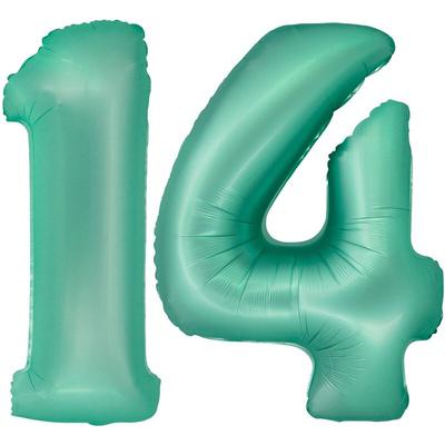 XL Folienballon mint grün Zahl 14
