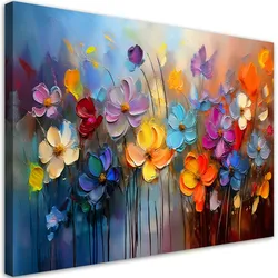 WANDBILD bunt bemalte blumen