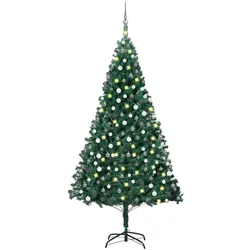 vidaXL, Weihnachtsbaum, Max (mit 120 weissen/grauen Kugeln) (210 cm)